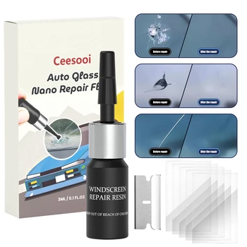 Kit di Riparazione Fai-da-Te per Parabrezza Auto, Schermo del Telefono e Vetri, Colla per Riparazione Vetro Auto, Ripristino Graffi e Crepe