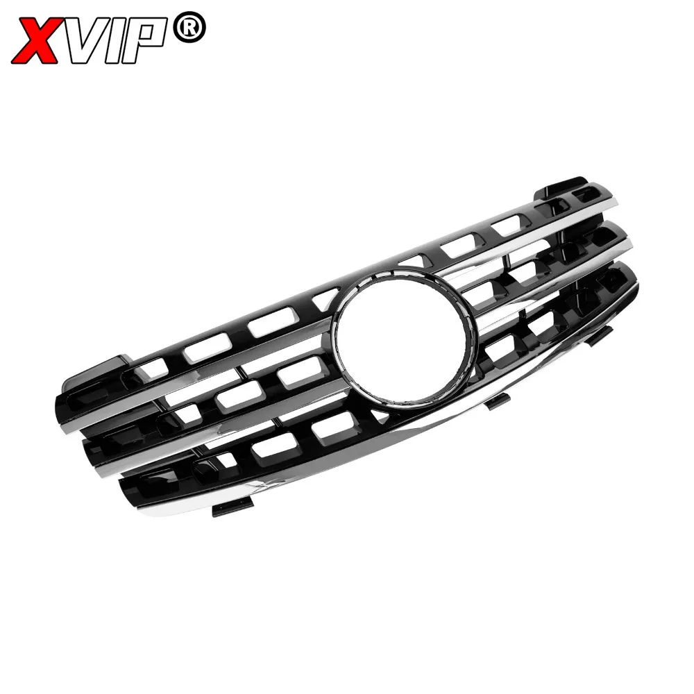 XVIP 크롬 블랙 A - 스타일 레이싱 그릴 실버 범퍼 그릴 (메르세데스 벤츠 ML-클래스 W164 2005-2008 ML320 ML350 ML500 ML550 용)