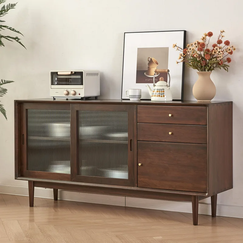 Japanese Wabi-Sabi Style Sideboard Cherry Wood Storage Cabinet Solid Wood Kitchen Cupboard Wall-Mounted Furniture Cajonera FYSD