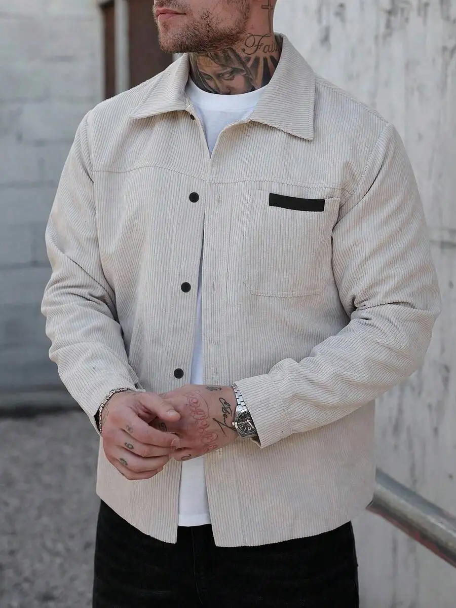 japanese style corduroy shirt jacket men women unisex long sleeve oversized shacket clean fit casual outerwear spring autumn top Japanese Style Corduroy Shirt Jacket Men Women Unisex Long Sleeve Oversized Shacket Clean Fit Casual Outerwear Spring Autumn Top 4