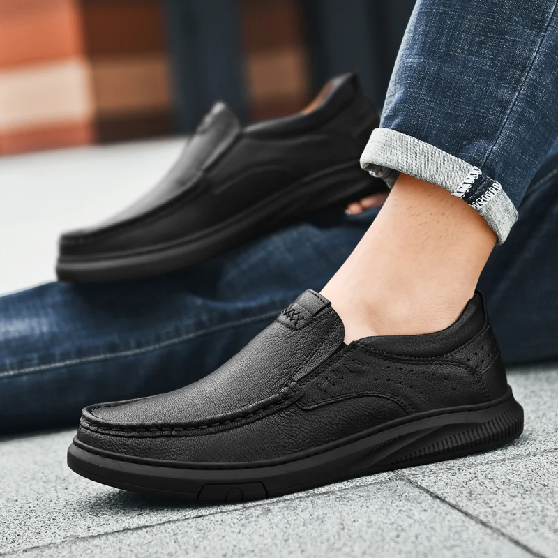 Dress Shoes Old Man Slip On Shoes Men's Casual Leather Shoes