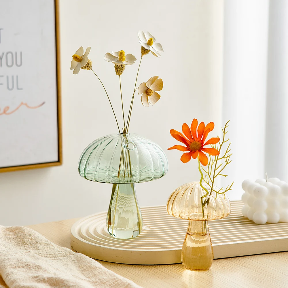 Modern Novelty Mushroom Glass Vase Plant Hydroponic Terrarium Art Plant