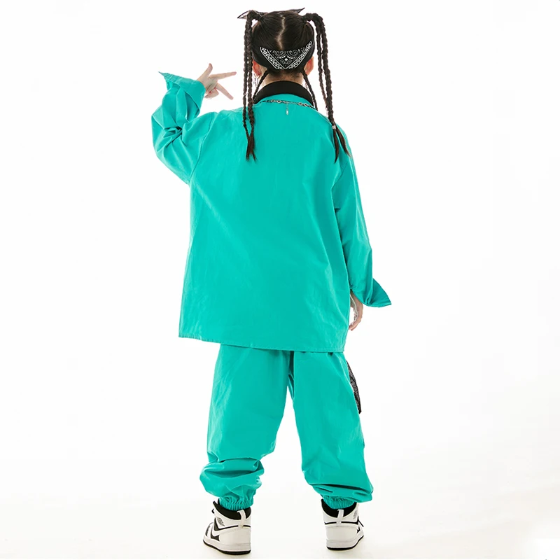 Kids Hip Hop Clothes Girls Long Sleeves Tops Coat Blue Pants Boys Street Dancing Performance Wear Fashion Clothing BL11574
