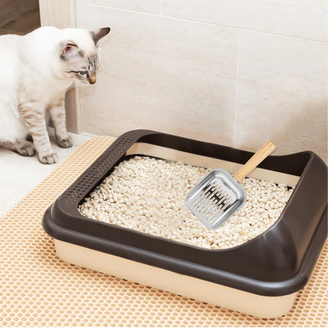 Cat Litter Scoop Metal Non-Stick Long Handle Sturdy Construction Flat Head Sifter for Easy Waste Removal Home Grooming 4