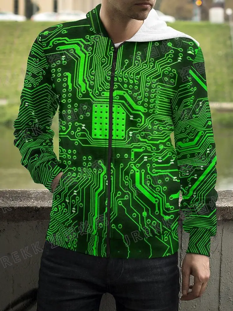 thumbnail image 1 of 2023 Nueva placa base CPU Sudadera con cremallera para hombres y mujeres Línea de procesador Placa de circuito Sudadera con estampado 3D Moda Abrigo informal Ropa, 1 of 5
