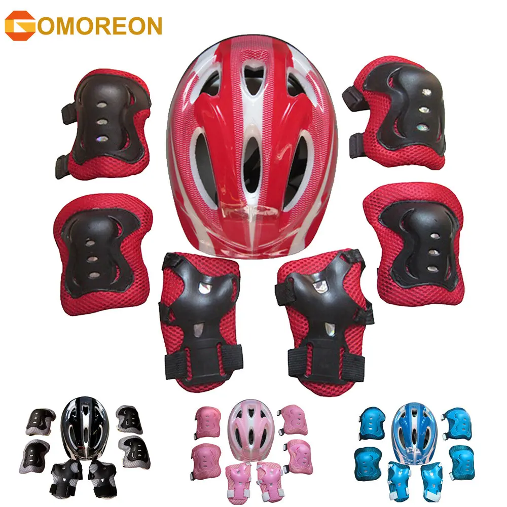 7Pcs Roller Skating Kids Safety Helmet Knee Elbow Pad Sets Cycling Skate Bicycle Scooter Protection