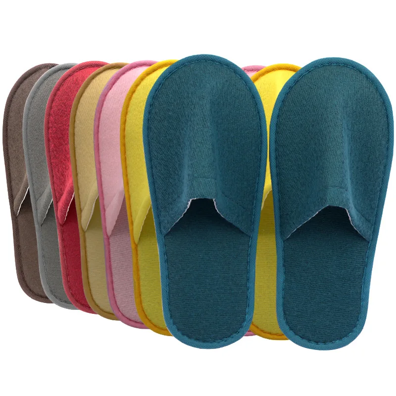 

1Pair Disposable Slippers Hotel Travel Slipper Non-slip Party Home Guest Use Unisex Shoes Soild Color Travel Sandals Flip Flop