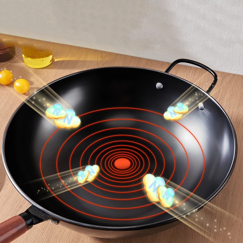 Frying Pan 30CM Kitchen Household Cooking Pots Stir-fry Wooden Handle Saucepan Frying Pan Non-stick Cookware for GIANXI