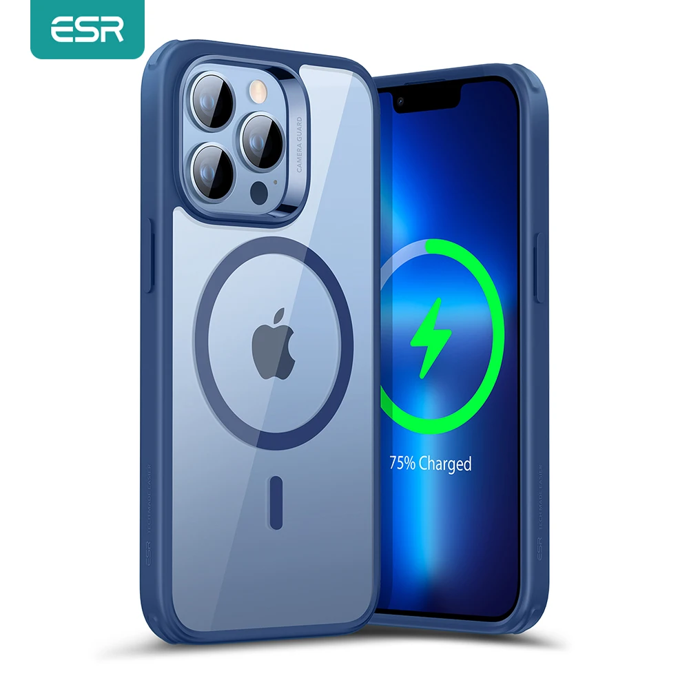 Esr Per Iphone 13 Pro Custodia Magsafe Per Custodia Bianca Trasparente Con Bordo Blu Con Halolock Per Iphone 13 Pro Max Cover Per Iphone 13