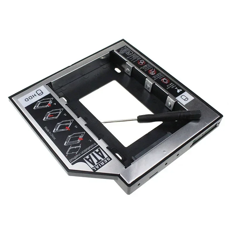 Aluminum 12.7mm Laptop SATA Optical Drive Tray Hard Drive Bay for 2.5" 1TB SSD HDD Chassis Enclosure + LED SSD Bracket