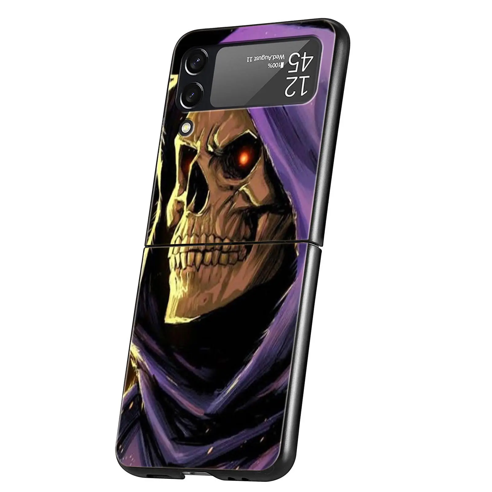 Black Grim Reaper Skull Skeleton Protective Folding Phone Case