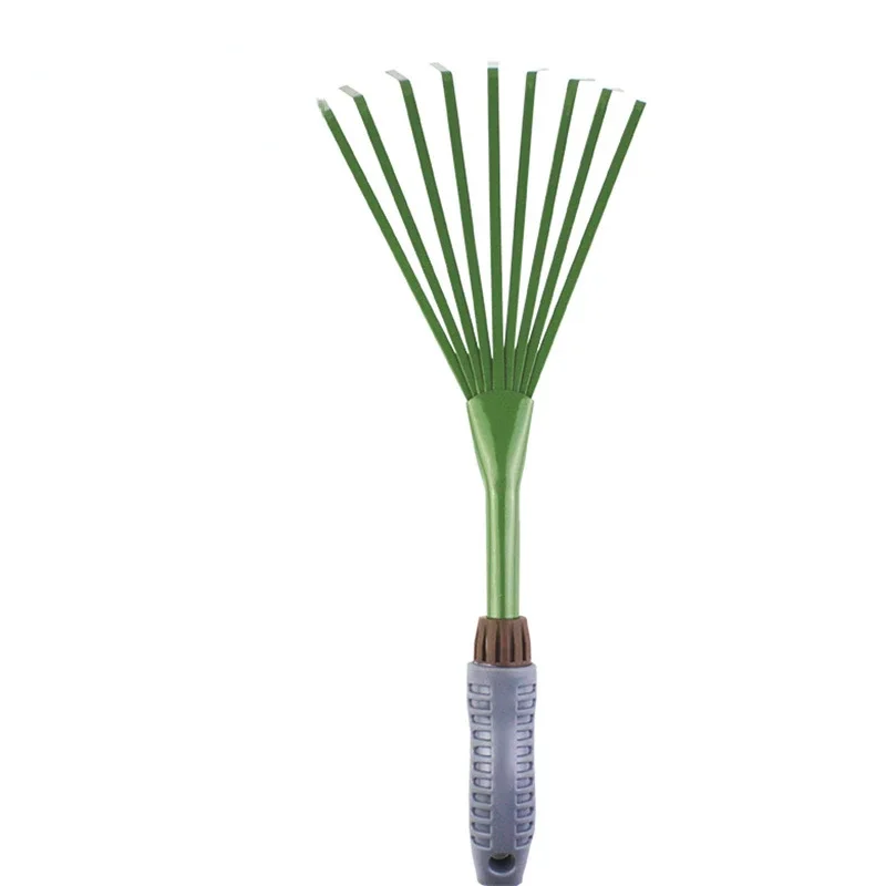 9 Teeth Garden Rake 15.5 Inch Grass Rake Hand Rake Leaf Broom with Comfort Grip Cleaning Pet Excrement Gardening Tools 4