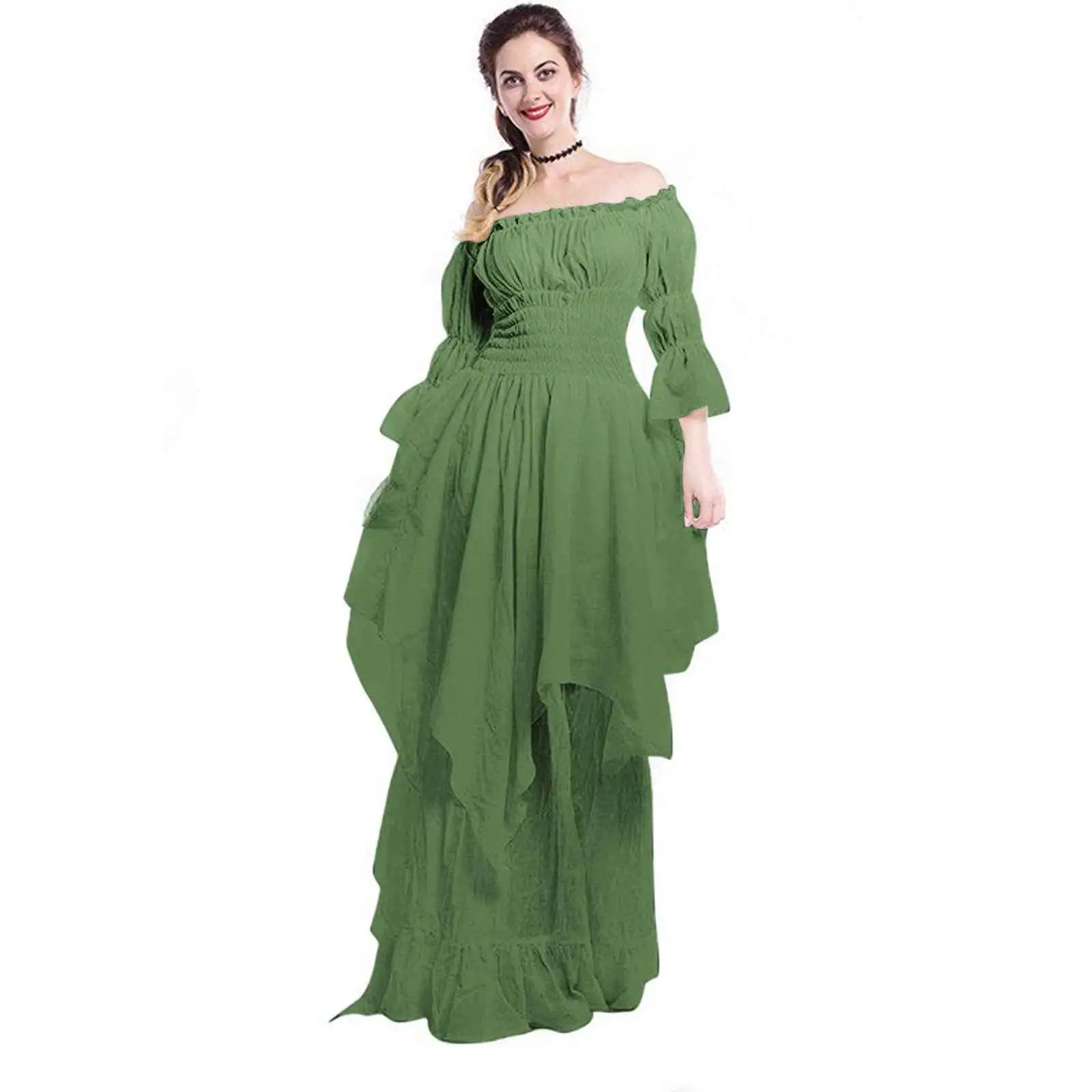 Vestido medieval de encaje con mangas acampanadas, estilo retro gótico, para baile, actuación en el escenario, de princesa, novedad de 2024