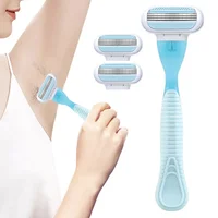Women Safety Razor 3-layer Stainless Steel Manual Beard Shaving Blades Body Hair B ikini Underarm Thigh Shaver Portable Shaving 2