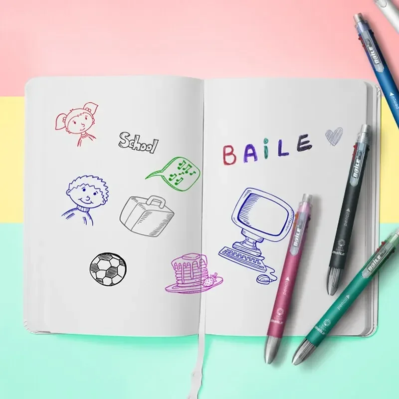 ballpoint pen 6-in-1 Creative Multicolor Push Type Multifunction Six Colors Press School Office Supply