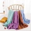 Elinfant Solid Color 100% Cotton Muslin Swaddle Blankets Bamboo Cotton Soft Newborn Babt Receiving Blanket 5