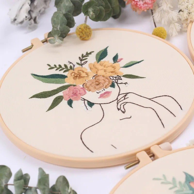 Cotton Linen Embroidery Kit for Adults DIY Stitching Set