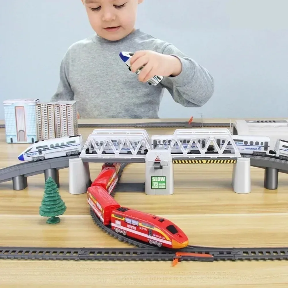 High Speed Electric Train Model Railway Track Harmony Train Rail Toy Assemble DIY Set Christmas Gift Children Toy
