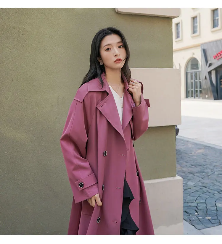 rab coat womens 2021 New Women Solid Color Trench Coat Turn Down Collar Loose Style Women Long Trench Femme Women Autumn Coat Streetwear long green puffer coat