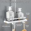 Shower Storage Holder No Drilling with Hook Shampoo Hanging Tray Stand Lifting Rod Bathroom Storage Organizer Accessorie 4