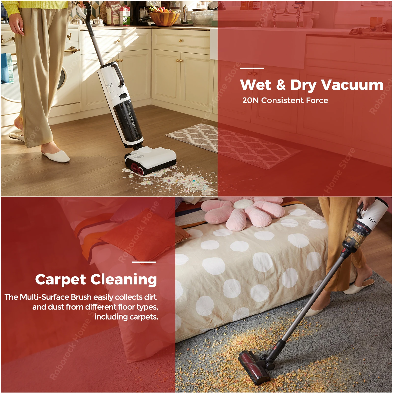 Беспроводной пылесос Roborock Dyad Pro Combo 5-в-1, мощность всасывания 17000 Па, с моторизованной мини-щеткой, чистящая насадка 2-в-1