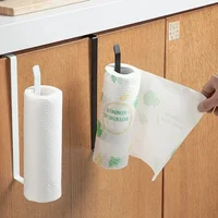 Porte-serviettes en papier de cuisine sans poinçonnage, cintre d'armoire, support de rangement mural pour rouleaux de toilettes, accessoires de salle de bains 5
