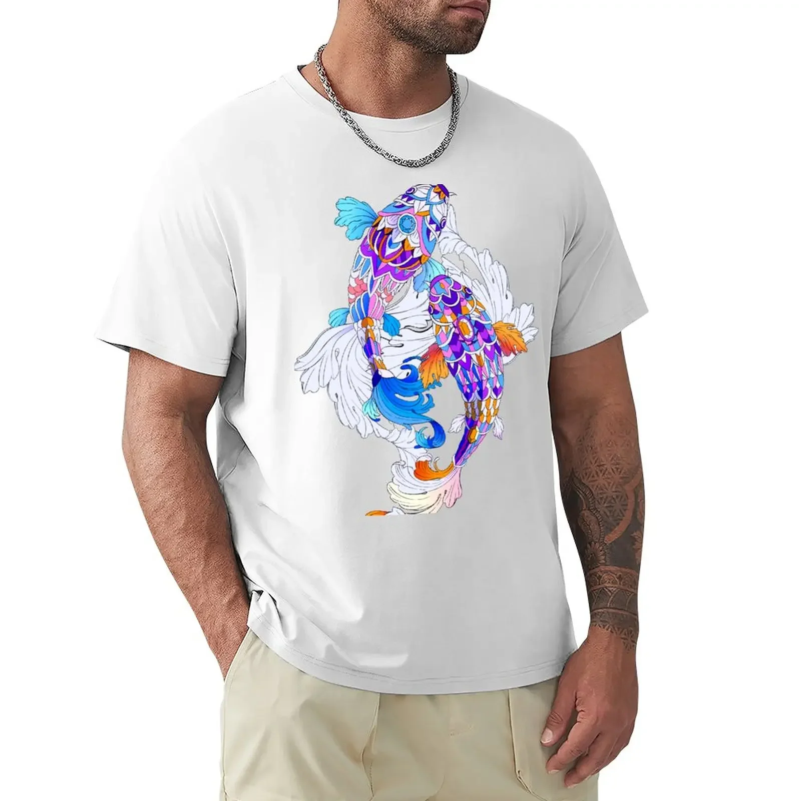 

Decorative Koi Tattoo T-Shirt customs design your own boys animal print mens graphic t-shirts funny