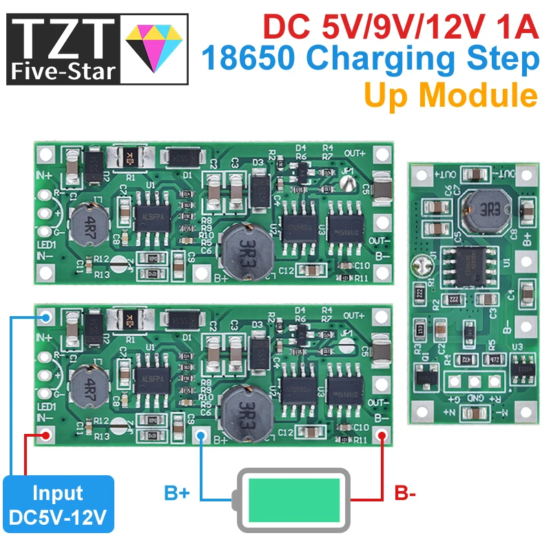 Step Up Converter Step Up Module DC 5V 9V 12V Charging Step Up Booster Module for 18650 Lithium Battery UPS Voltage Converter Protection