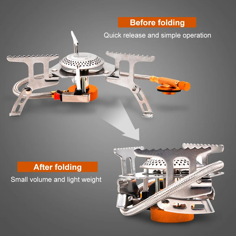 PACOONE Camping Gas Stove Outdoor Windproof 5