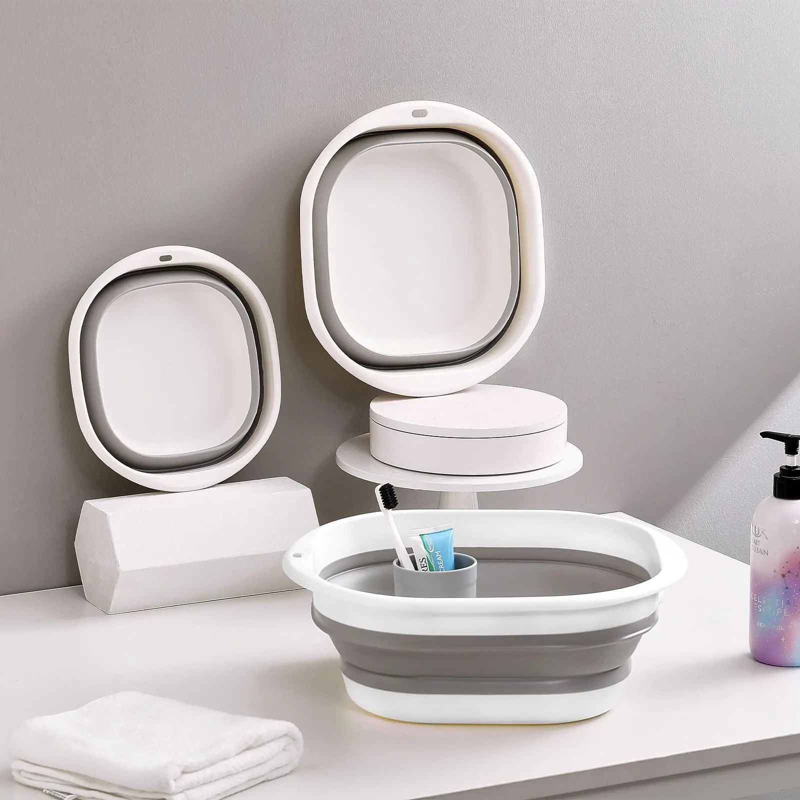 Folding Wash Basin Bathroom Bucket Container Portable Fruit Basin Collapsible Silicone Washtub Baby Washbasin Travel folding wash basin collapsible wash basin foldable wash basin