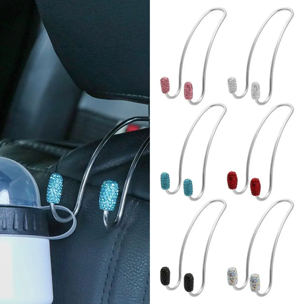 

2 Pack Durable Strong Diamond Headrest Bag Rack Car Hangers Backseat Storage Hooks Seat Back Organizers