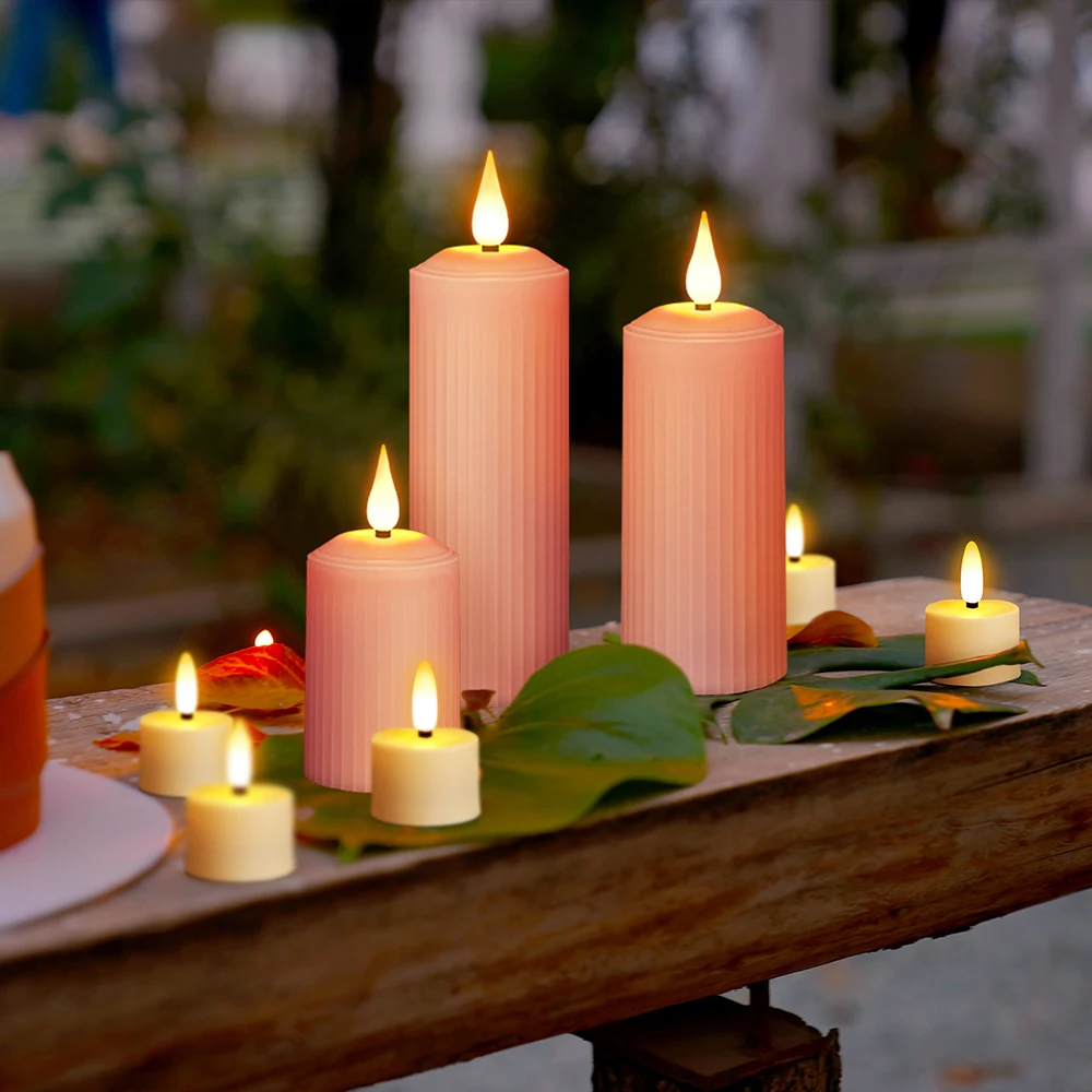 Set Di 2 Candele A Colonna LED Senza Fiamma Con Telecomando - 10 Cm E 12,5 Cm, Effetto Cera Realistica, Luce Calda E Colorata, Per Interni/Esterni