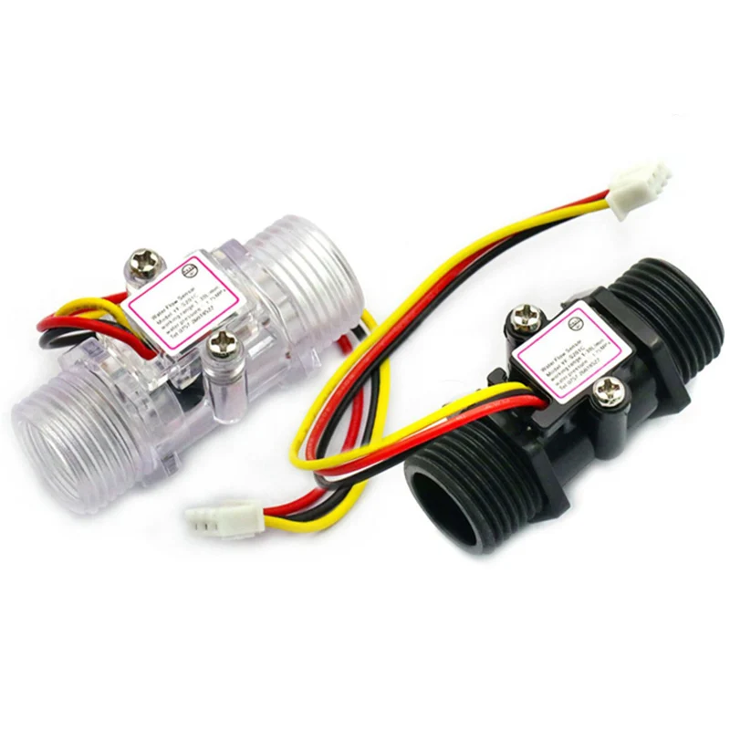 Water Flow Sensor Water Flow Sensor Switch G1/2" Fluid Flow Meter Water Control Transparent Enclosure DC 5-15V Use For Heaters YF-S201C
