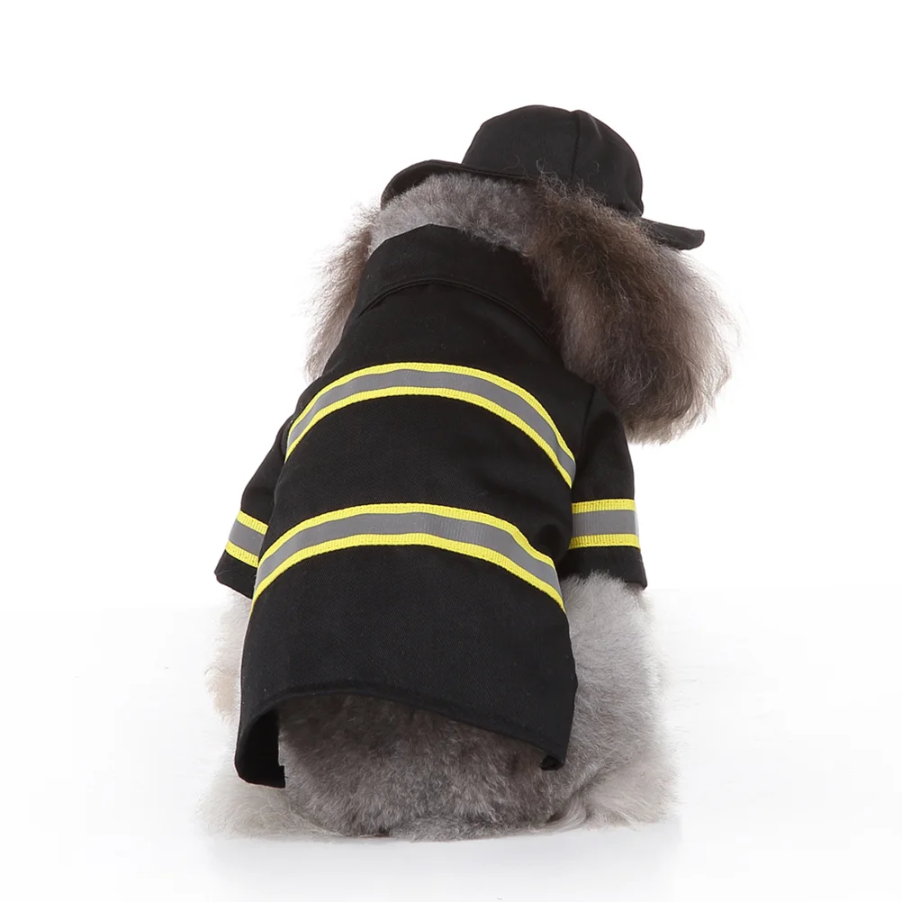 

Santa Clause Outfit Dog Firefighter Costume Dog Cat Cosplay Fireman Apparel Puppy Jacket Coat With Firefighting Hat Size M Black