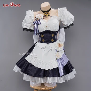 UWOWO Elysia Cosplay Maid Dress Game Honkai Impact 3rd Elysia Maid Costume Miss Pink Elf