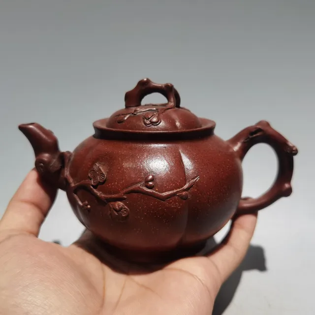 6 Chinese Yixing Zisha Pottery Plum Bossom Root Ume Branch Teapot Purple Clay Pot Kettle Red Mud Ornaments Gather Fortune