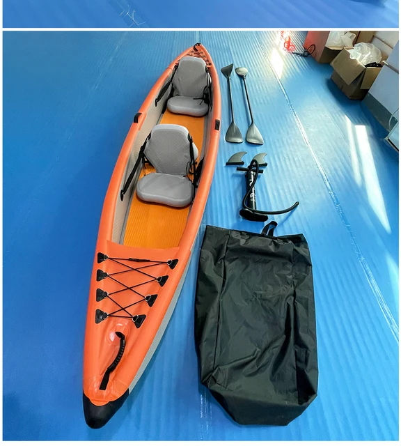 Elkton Outdoors Cormorant 2 Person Tandem Inflatable Fishing Kayak Includes  2Active Fishing Rod Holder Mounts 2 Aluminum Paddles - AliExpress