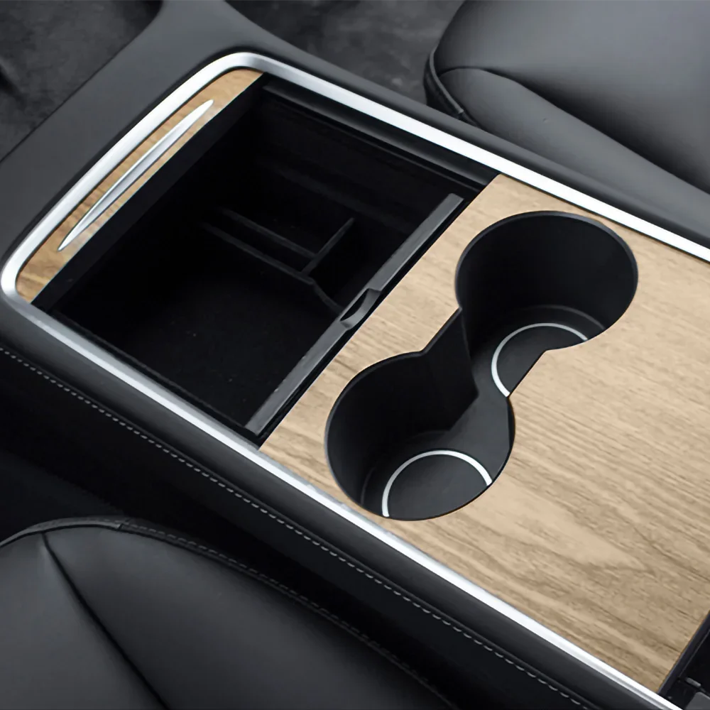 Tesla Model 3 Y 2021-2023 센터 콘솔 패널 스티커 우드 그레인 필름 카본 중앙 제어 커버 자동차 인테리어 액세서리