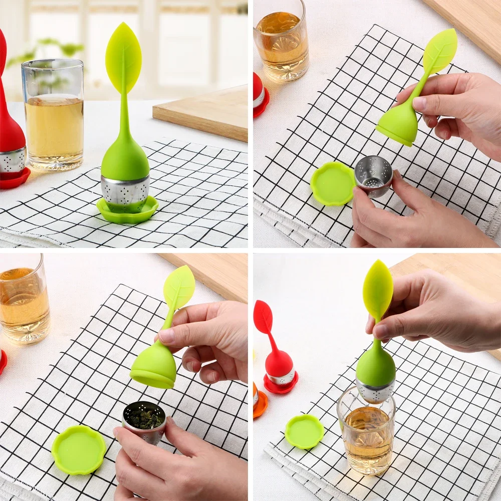 Silicone Leaf Filters Scented Tea Tools High Temperature Resistance Silicone Stainless Steel Tea Strainers Teaware Tea Infusers
