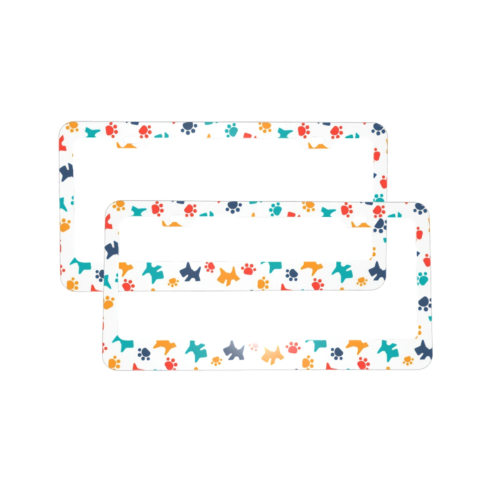 

2 PCS License Plate Frame Colorful Dogs Paws Car Tag Cover Aluminum Holder Auto Car for Us Standard 2 Hole and Screws