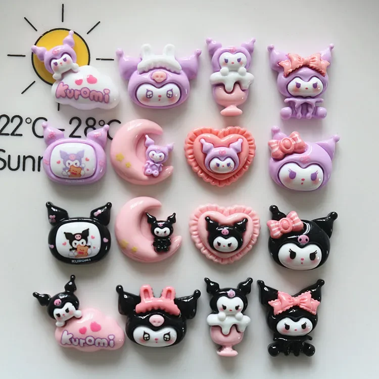 5pcs miniso series cute sanrio kuromi cartoon resin flatback