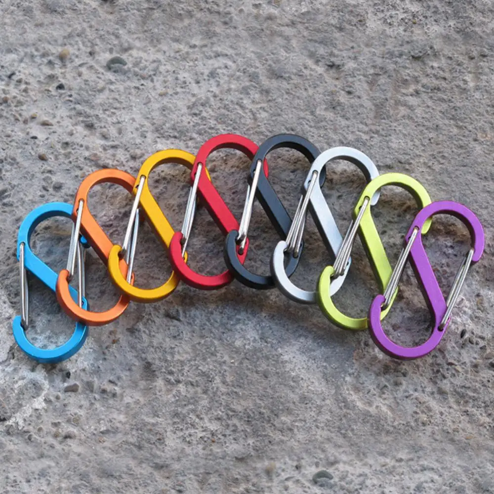 8-character S Type Carabiner with Lock Aluminum Alloy Anti-theft Keychain Hook for Outdoor Camping Multicolor climbing carabiner