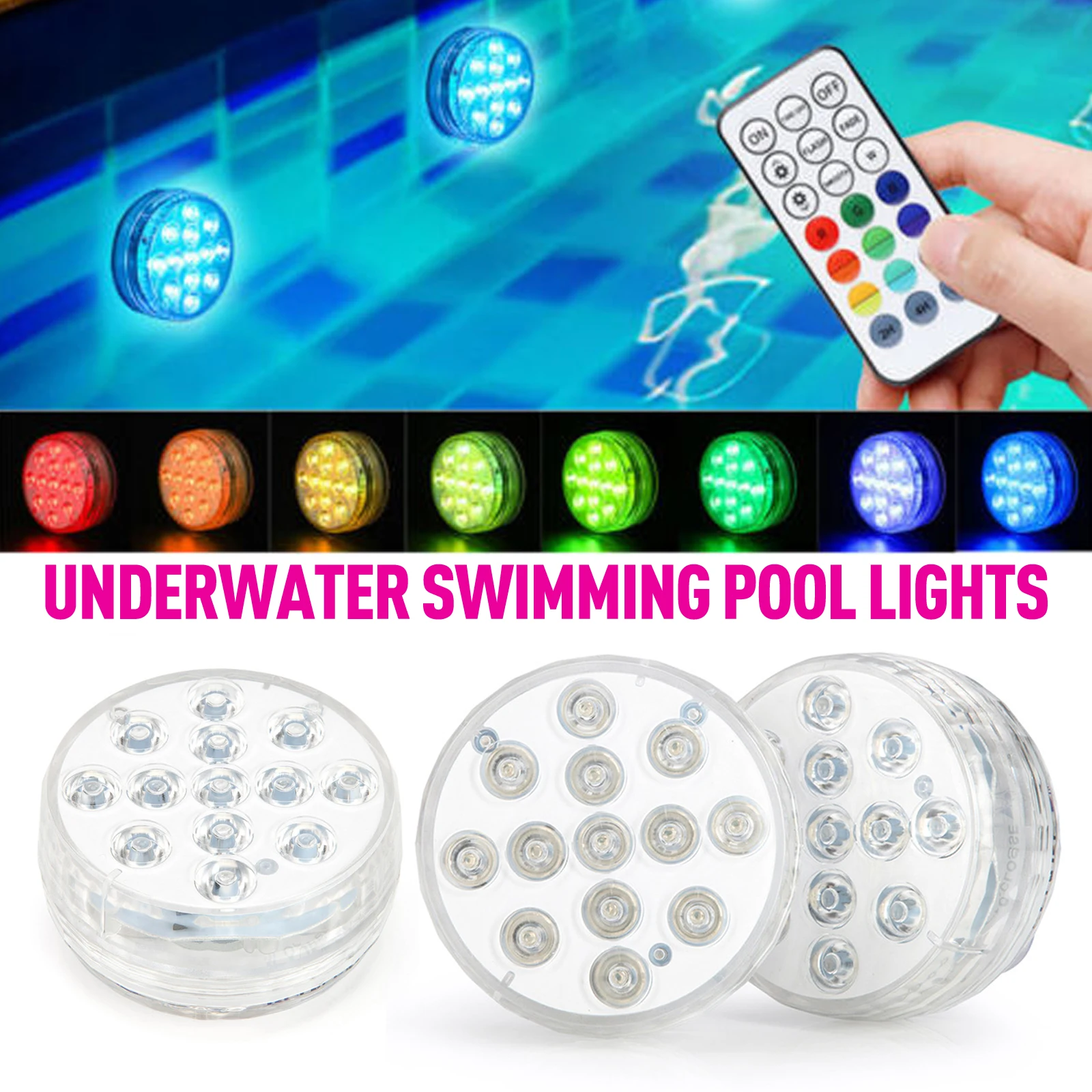 

13 LEDs Underwater Light RGB IP68 Waterproof Swimming Pool Light RF Remote Control for Pool Vase Bowl Wedding Party Decoration