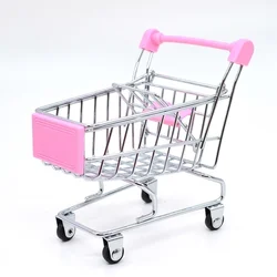 Miniature Shopping Trolley Cart Toy for Children and Home Decoration (Pink)