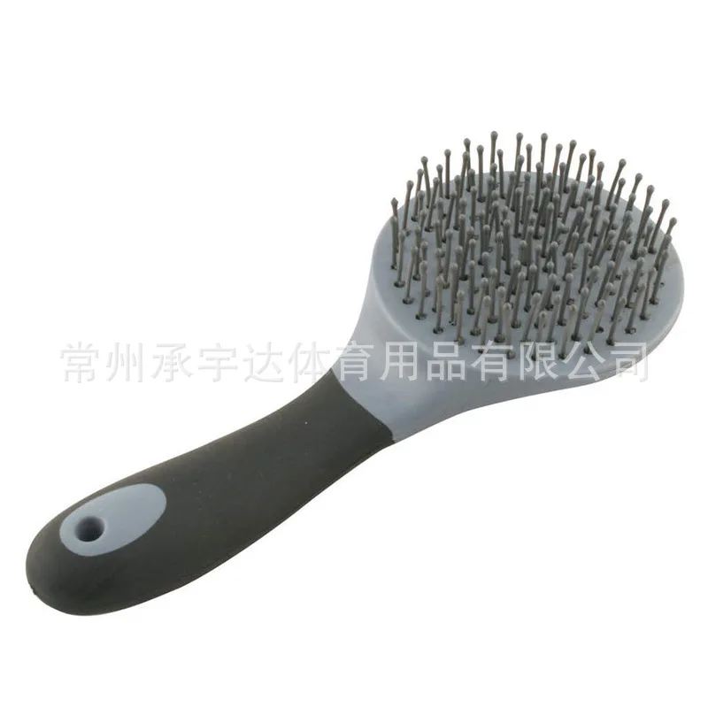 Horse Mane & Tail Brush Round Shaped Soft Rubber Grip  Needle Bristles Stable Cleaning Kit Horse Grooming Brush new 5