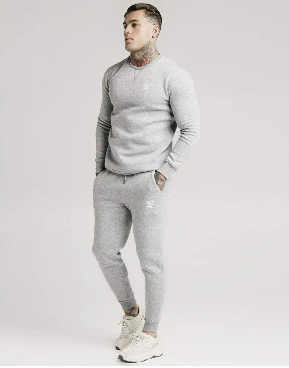 SikSilk pantalones de chándal para hombre, ropa para correr, color gris|Pantalones deportivos| - AliExpress