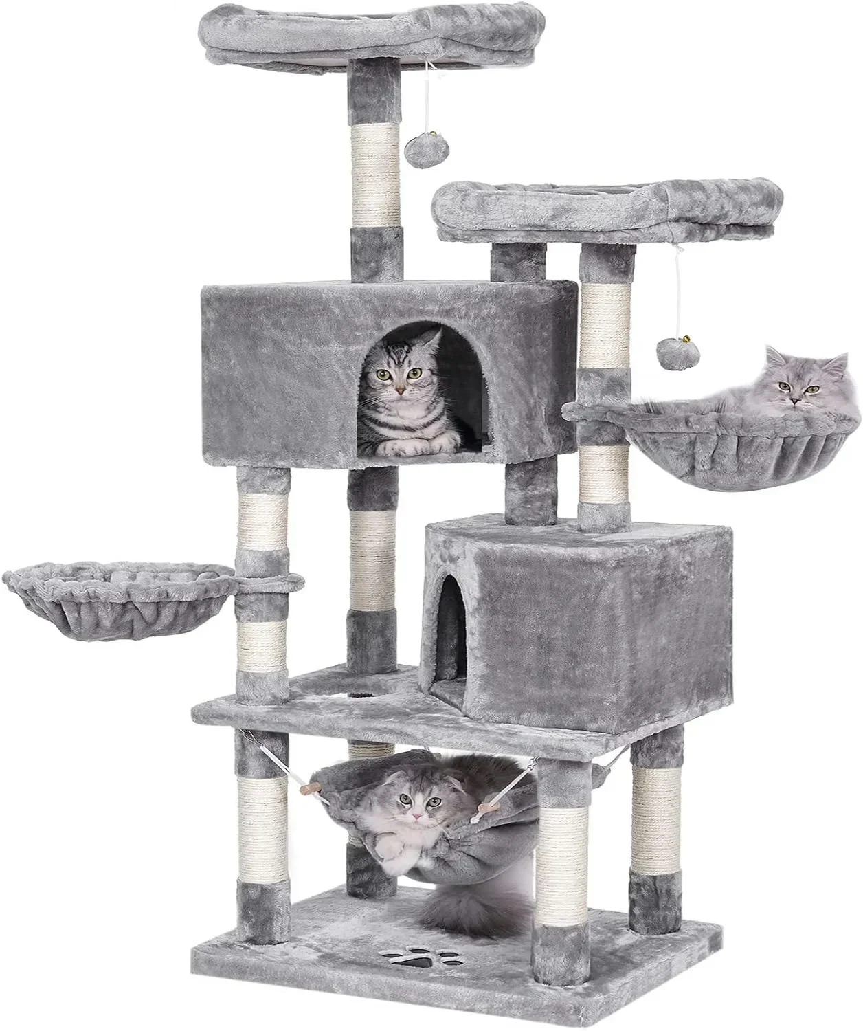 

Multi-Level Cat Tree for Indoor Cats Large Cat Tower Cat Condo with Sisal Scratching Posts, Perches, Houses, Hammock and Baskets