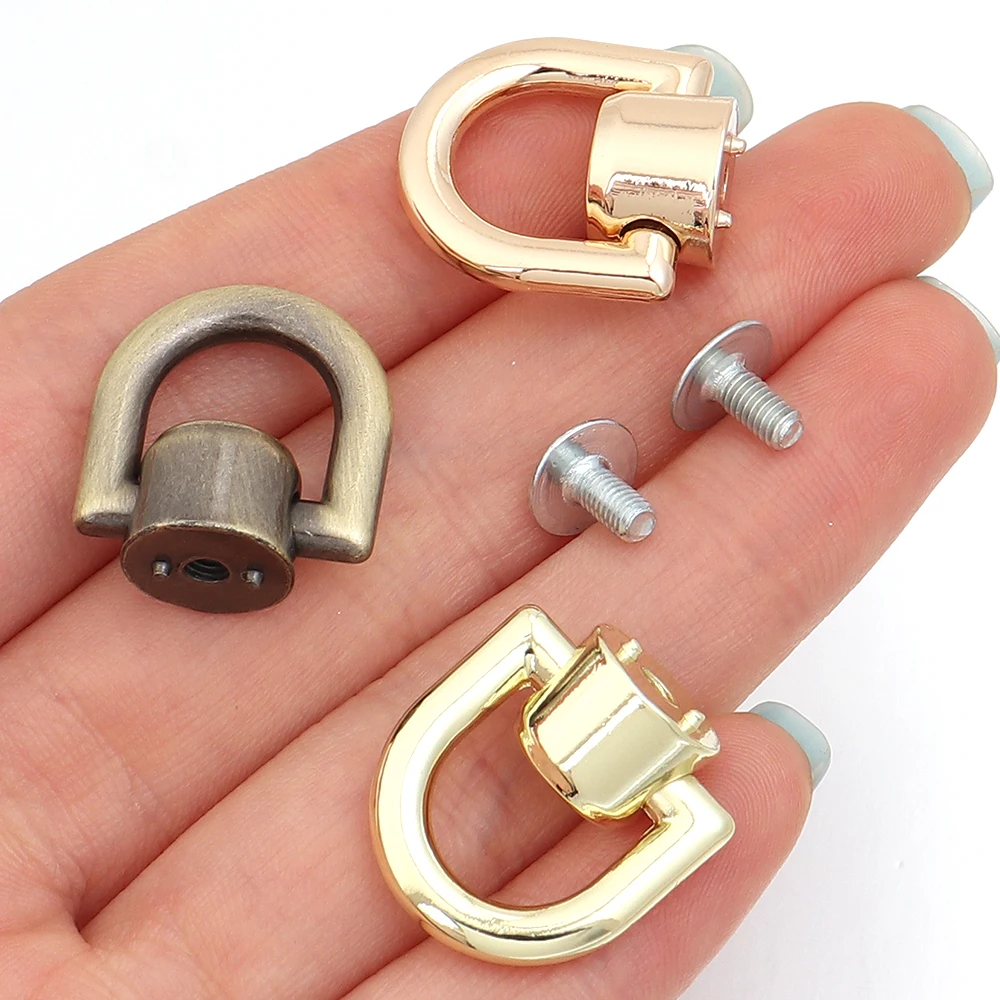 Set of 4 Metal D-Ring Stud Rivets for Leather Crafting and Accessories