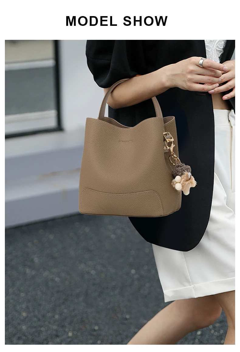 Leder-Bucket-Bag für Damen 2026 – Neue Umhängetasche mit großem Fassungsvermögen, hochwertiges Design, ideal als Muttertasche – Detail 1