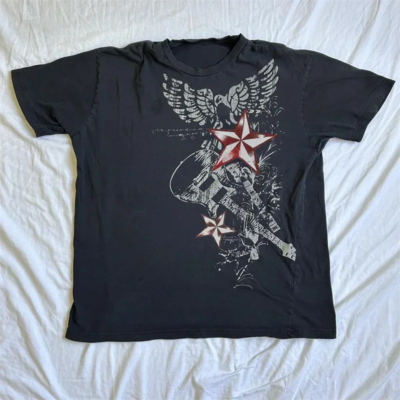 【新品未使用】emoha y2k シャツ　サイズM Women Men Y2K Lightning T-Shirt Gothic Grunge Tee Emo Alt